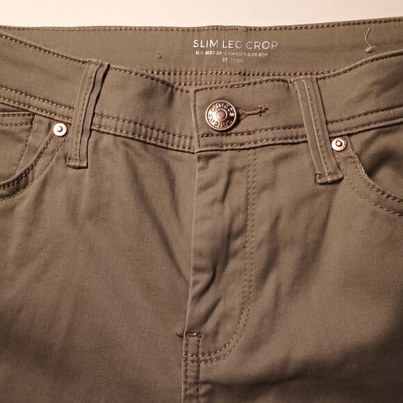 Chico's Jeans Size 2P Slim Leg Crop Low Rise Sage Green Color - Picture 4 of 9